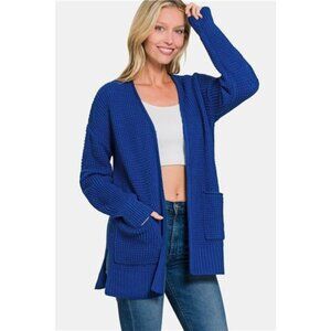 Zenana Waffle Open‎ Front Sweater Cardigan